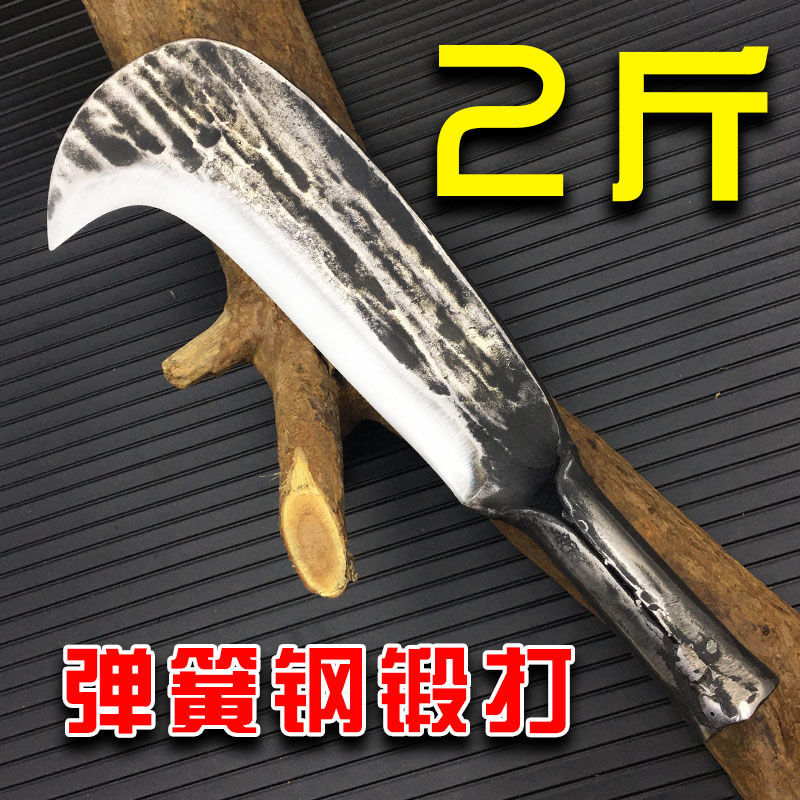 Agricultural machete knife pure handmade machete with machete knife spring steel chopped bamboo knife old bent knife aggravated manganese steel open-way knife-Taobao