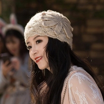 Hook Flower Hollowed-out Hat Hair Thread Hand Woven Woman Taste Mahai Fur Full Retro Elegance Baotou Knit Warm