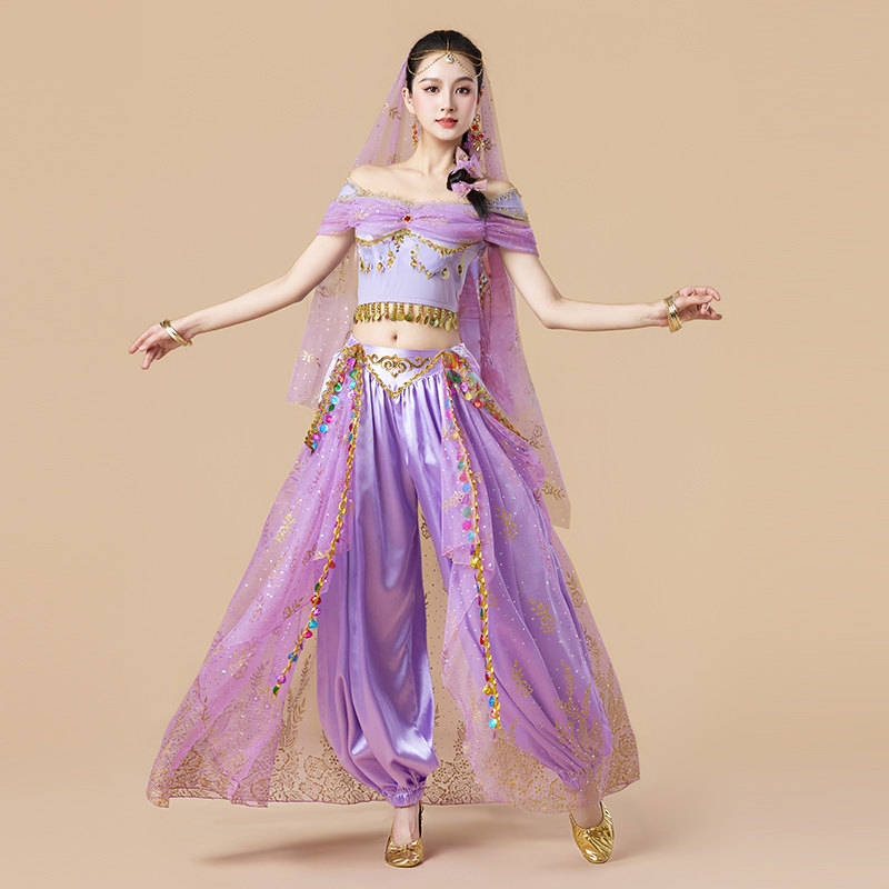 Fairy-Like Purple Gauze Western Dance Costume for Women, Exotic Jasmine Princess Indian Belly Dance Performance Dance Costume Fairy-Like Purple Gauze Western Dance Costume for Women, Exotic Jasmine Princess Indian Belly Dance Performance Dance Costume