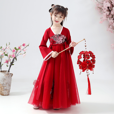 Girls Chinese Hanfu Ru skirt Chinese style childrens wear little girls Tang costume ancient costume super fairy childrens ancient dress 