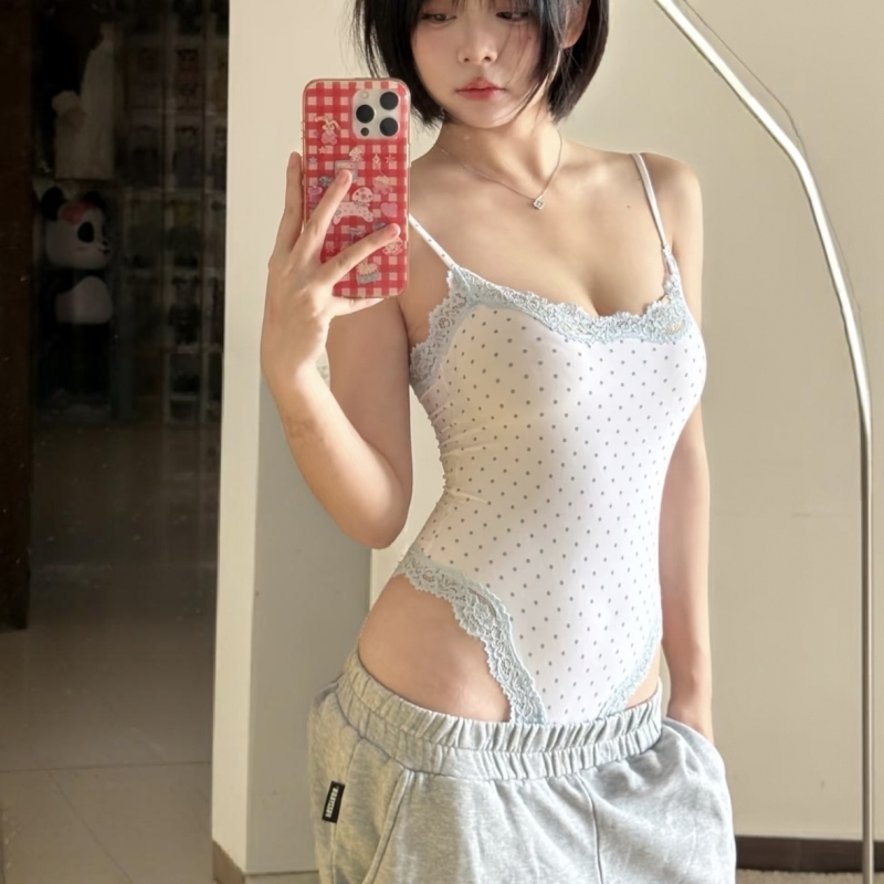 [in Stock] High-Quality Jie Brand Sexy Hot Girl Strapless Thong Bodysuit with Suspenders for Women