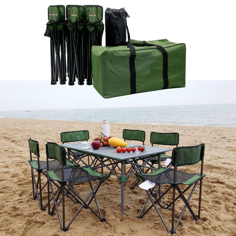 Outdoor folding table and chair field portable table and chair set camping barbecue self-driving tour beach simple car table and chair
