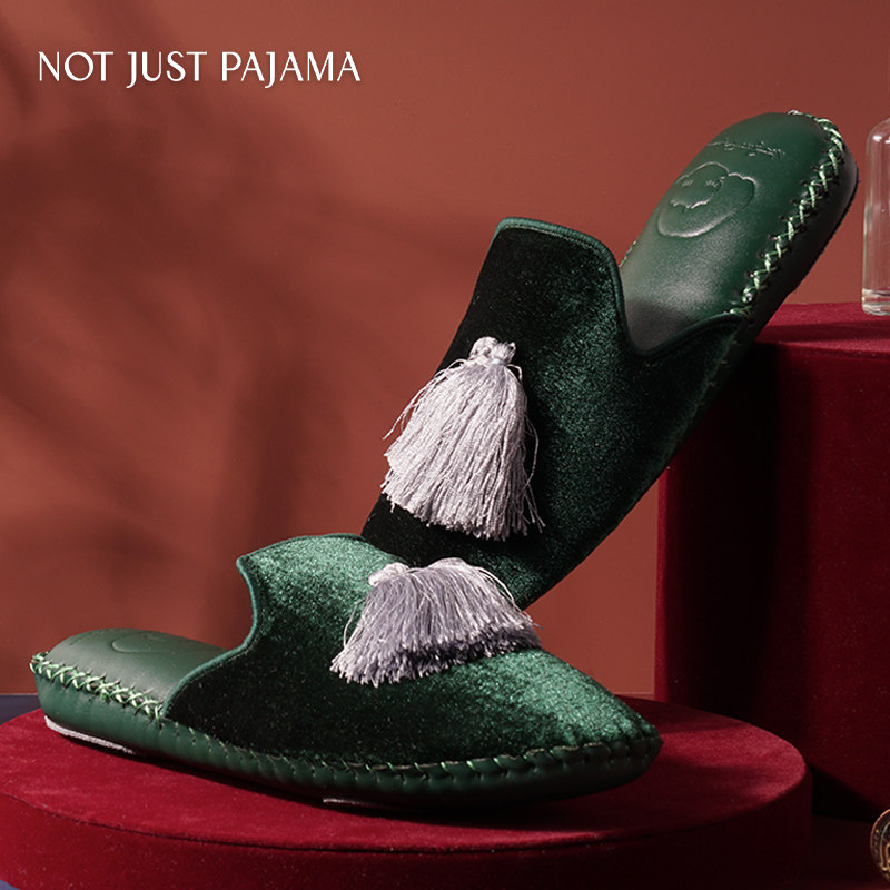Not Just Pajama Fashion Home Series Handmade Leather Slippers Men's Household Marriage Ceremony