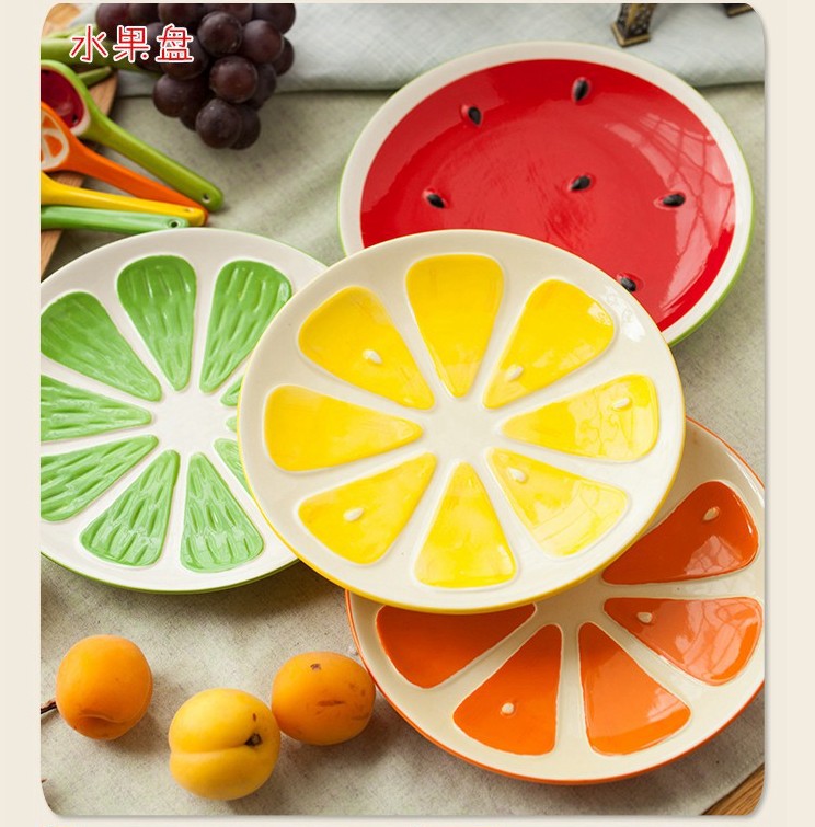 Jingdezhen cartoon creative lovely fruit watermelon salad rice bowls bowl dessert plates teaspoons of ceramic tableware suit