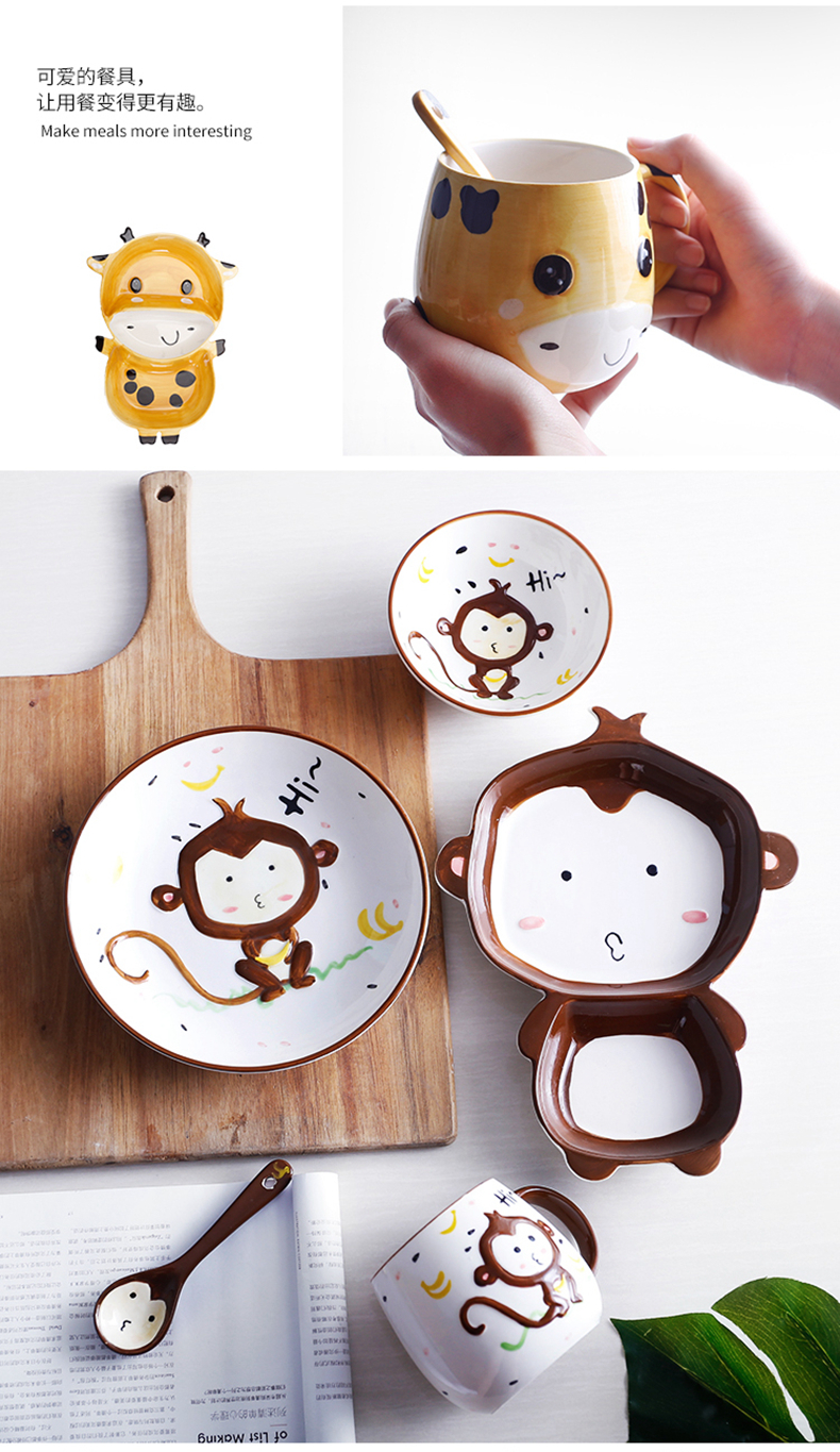 Jingdezhen express animals creative ceramic tableware children cartoon baby food bowl bowl bowl dish breakfast tray