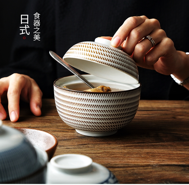 Dishes suit combination with Japanese irregular blue stripe ceramic tableware Dishes ceramic bowl Dishes for dinner