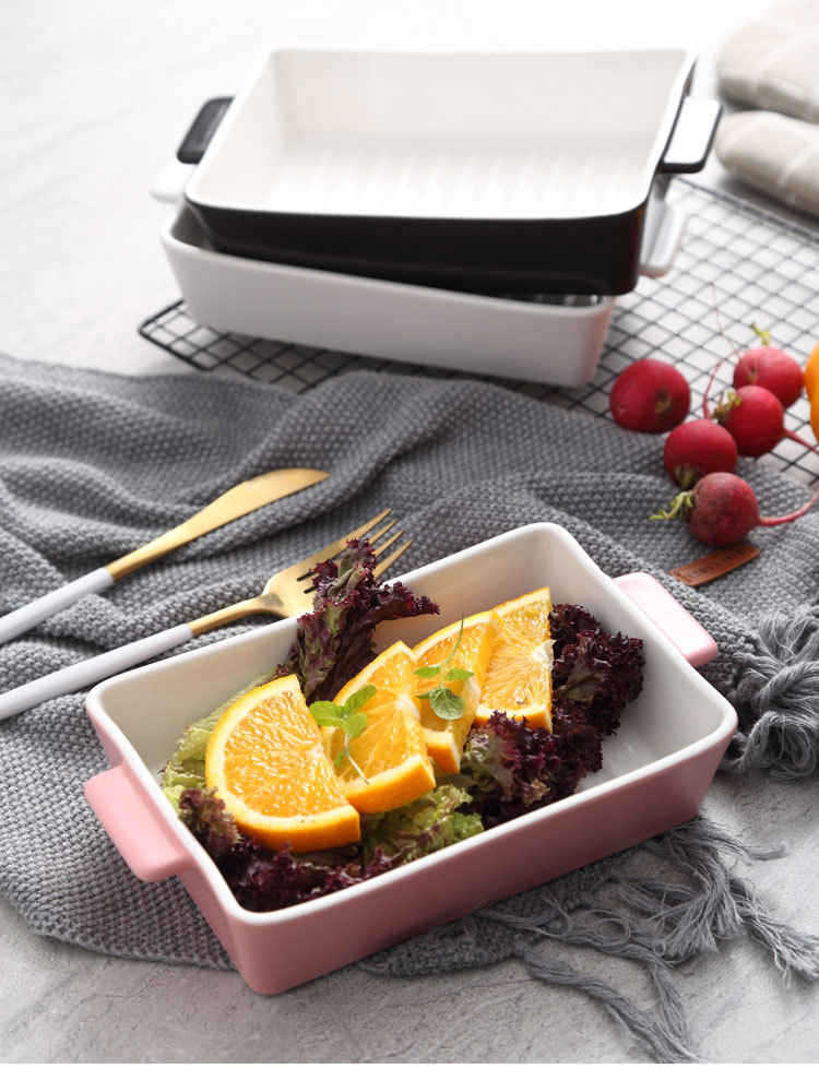 Baking series western - style grilled ceramic bowl ears pan oblong candy color pasta salad bowl dish cheese baked FanPan