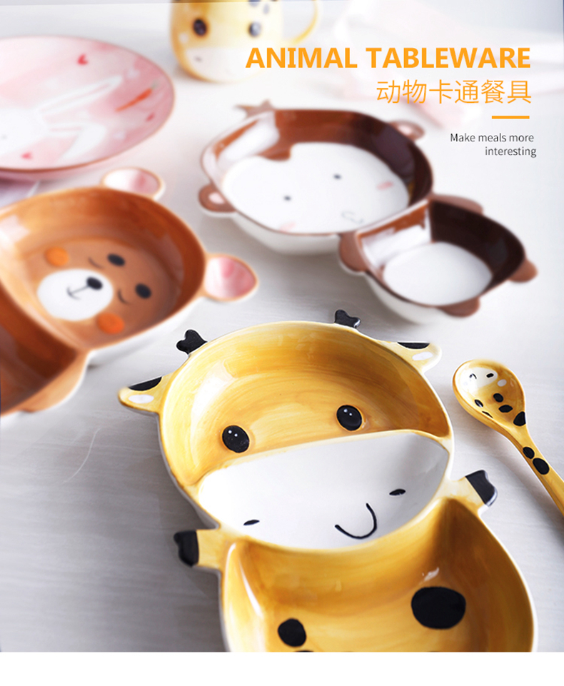 Jingdezhen express animals creative ceramic tableware children cartoon baby food bowl bowl bowl dish breakfast tray