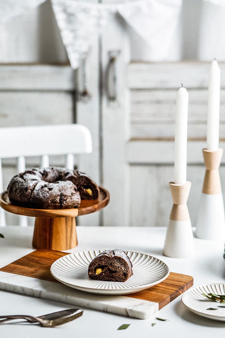 Creative ceramic tableware plate beefsteak bundt cake of plate of fruit to use up all the light stripe plate