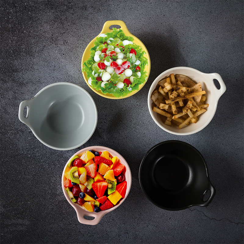 Northern wind creativity tableware ceramic bowl bowl manufacturer wholesale direct shot breakfast bowl matte enrolled fruit salad bowl only one ear