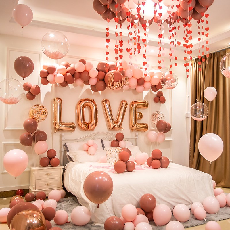 Wedding House Placement Ins Wind Suit Advanced Sensation Nets Red Wedding New Room Bedroom Balloons Decorated for men and women Simple