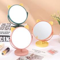 High-definition desktop makeup mirror girls makeup mirror student dormitory mirror portable princess mirror cat-ear vertical round mirror
