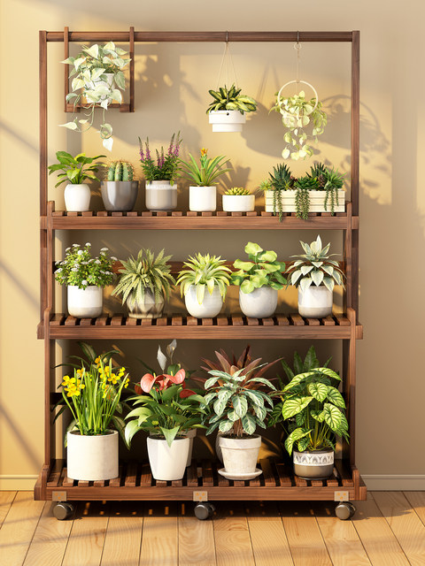 Solid Wood Flower Stand for Home Balcony, Multi-Layer Potted Plant Rack, Can Be Hung, Suitable for Hanging Orchids and Succulents, 2026 New Model