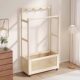 Floor-Standing Coat Rack, Movable Simple Bedside Clothes Storage Rack, Entryway Solid Wood Bedroom Standing Clothes Hanger