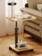 Simple Modern Movable Bedside Table, Double-Layer Square Living Room Multifunctional Storage Coffee Table with Wheels and Adjustable Height