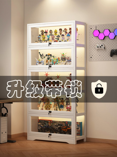 Lockable Acrylic Display Cabinet, Integrated Floor-Standing Dust-Proof Display Stand, Model Storage Cabinet, Bookcase