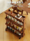 Bamboo Multi-Layer Mobile Storage Rack Living Room Desktop Storage Rack with Wheels Tea-Colored Simple Vertical Trolley