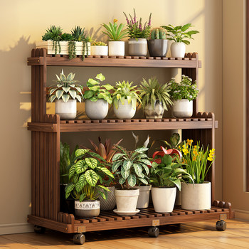 Solid Wood Flower Stand for Home Balcony, Multi-Layer Potted Plant Rack, Can Be Hung, Suitable for Hanging Orchids and Succulents, 2026 New Model