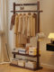 Solid Wood Coat Rack, Floor-Standing Bedroom Clothes Rack, Household Multi-Functional Storage Rack, Clothes Rod Storage Rack