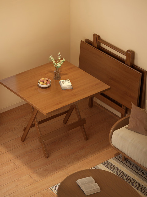 Folding Table for Home Use, Small Apartment, Solid Wood, No Assembly Needed, Simple Dining Table, Outdoor Stall Portable Dining Table, 2026 Hot Model