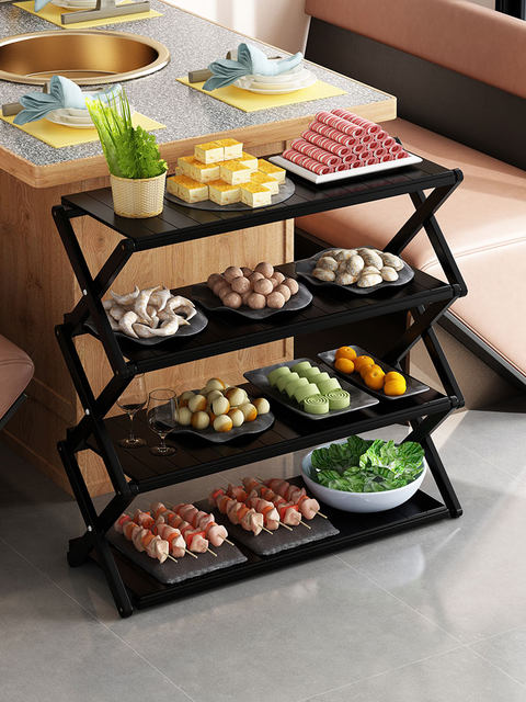Hot Pot Restaurant Shelf, Floor-Standing Kitchen Rack, Multi-Layer Large Capacity Kitchen Shelf for Barbecue Restaurants, Restaurant-Specific