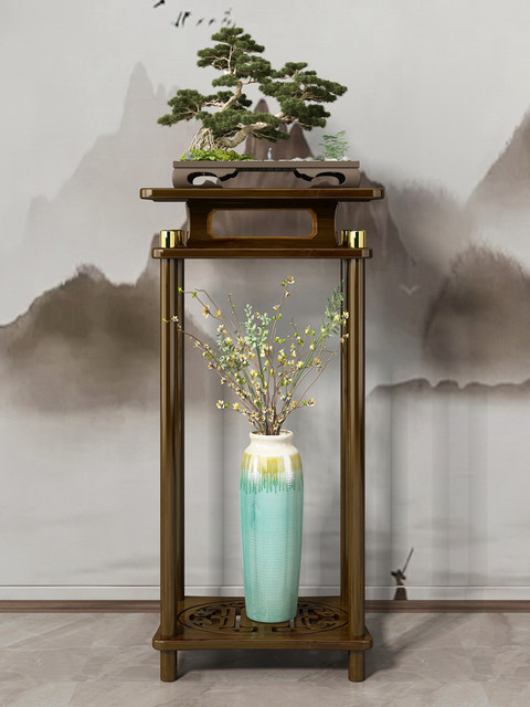 New Chinese-Style Flower Stand, Light Luxury Floor-Standing Flower Stand for Living Room, Simple Flower Pot Stand, Simple Green Plant Display Stand