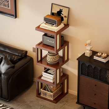 Corner Cabinet Bookshelf Floor-Standing Storage Rack Corner Shelf Integrated Wall-Mounted Floor-Standing Corner Cabinet Small Apartment Living Room Home Use Corner