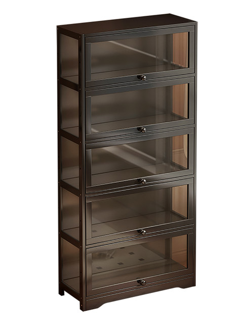 Acrylic Integrated Display Cabinet with Flip-Top Door, Bookshelf, Bookcase, Doll Storage Rack for Home Use in the Living Room, Floor-Standing Figurine Display Shelf