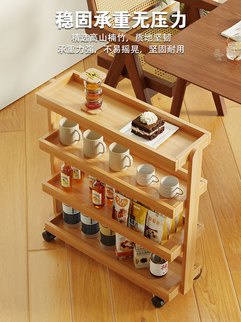 Simple Movable Cart with Multi-Layer Storage Shelves for Kitchen and Office, Organizer Rack for Household Storage