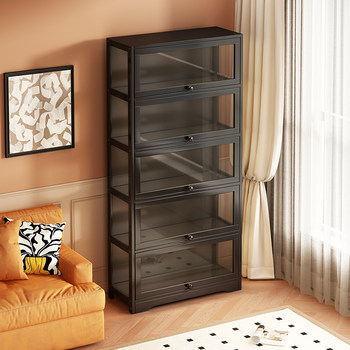 Acrylic Display Cabinet, Household Floor-Standing Display Cabinet, Doll and Figurine Display Rack, Multi-Layer Integrated Bookcase and Bookshelf