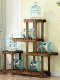 Flower Stand Balcony Garden Flower Pot Rack Modern Simple Solid Wood Multi-Layer Indoor Living Room Storage Rack Green Radish Succulent Rack