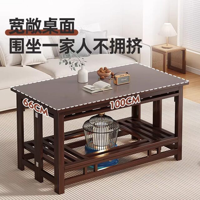 Bamboo Folding Table, No Installation Required, Multifunctional Coffee Table for Living Room, Rectangular with Storage, Simple Household Table, Fire Table