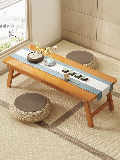 Installation-Free Bay Window Small Table, Foldable Ottoman Table, Household Tatami Tea Table, Small Coffee Table, Bed Low Table, Bay Window Table