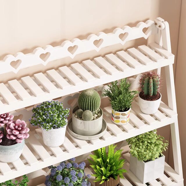 Solid Wood Flower Stand, No Installation Required, Integrated Flower Pot Stand, Foldable Multi-Layer Indoor Living Room Home Floor-Standing Storage Rack