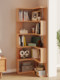 Solid Wood Corner Bookshelf Integrated Storage Rack Wall-Mounted Floor-Standing Bookshelf Home Corner Storage Shelf Bookcase Storage Cabinet