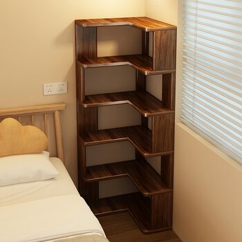 Solid Wood Corner Bookshelf Floor-Standing Storage Rack Pine Narrow Gap Cabinet Children's Home Storage Cabinet Living Room Simple Bookcase
