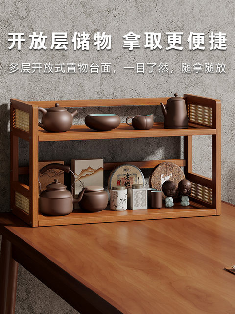 Desktop Display Rack for Small Teacups and Tea Sets, Storage Rack for Table Tea Table, Multi-Layer Display Rack for Purple Clay Teapots