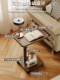 Simple Modern Movable Bedside Table, Double-Layer Square Living Room Multifunctional Storage Coffee Table with Wheels and Adjustable Height