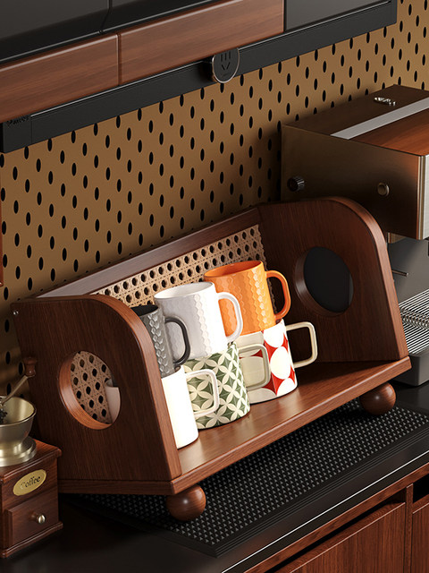 Cup Holder Desktop Multifunctional Display Rack Dining Table Countertop Solid Wood Multi-Layer Coffee Cup Tea Cup Tea Set Storage Rack