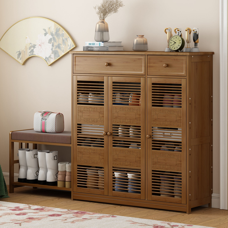 Entrance Door Shoe Cabinet Simple Assembly Door Hall Home Room Good-looking Solid Wood Shoe Rack Multilayer Dust-Proof Containing Deviner Shoe Cabinet