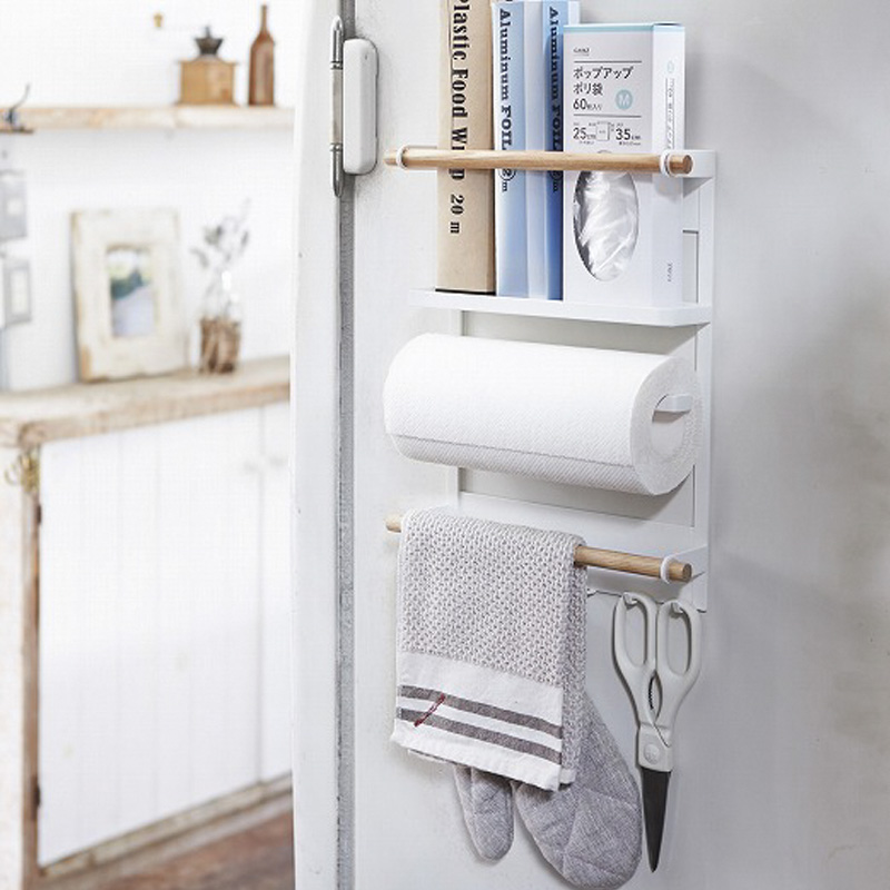 Wood Nordic wind magnetic collection frame refrigerator side wall napkin hung kitchen installation frame