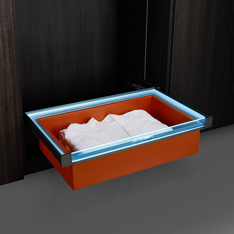 Neusker Wardrobe Pull Basket Drawer Cloakroom Containing Storage Basket Telescopic Trousers Rack Home Push-and-pull Clothing Rack