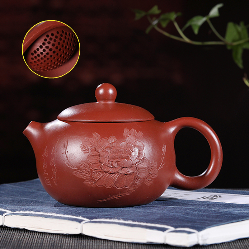 Yixing it undressed ore dahongpao mud black cinnabar blooming flowers, xi shi zhu, a pot of tea