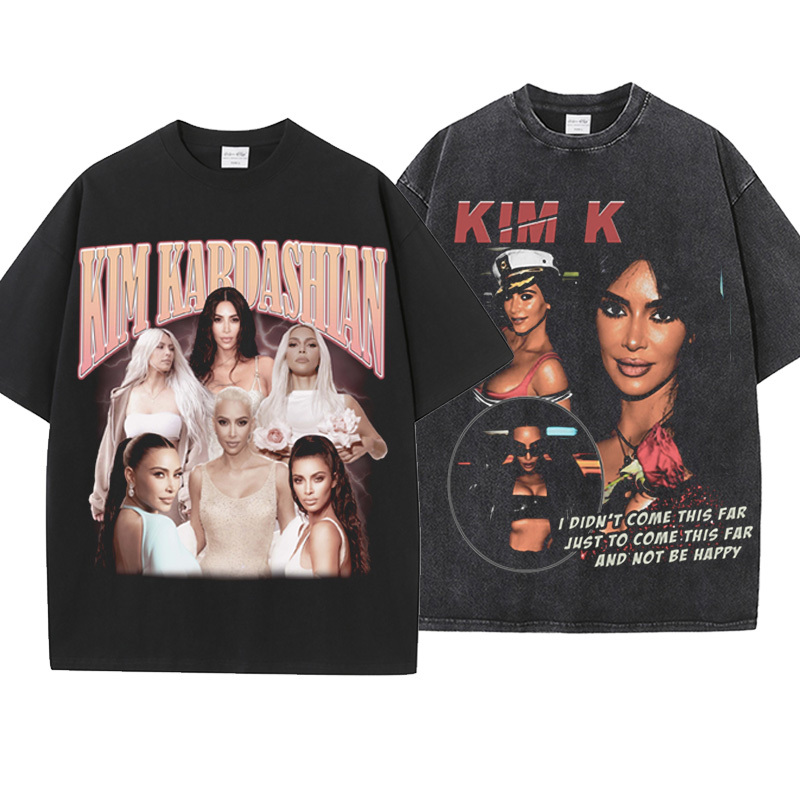 Kim Kardashian Tee Kim Kardashian Printed Short-Sleeved Pure Cotton Heavyweight American-Style Small Neckline T-Shirt Kim Kardashian Tee Kim Kardashian Printed Short-Sleeved Pure Cotton Heavyweight American-Style Small Neckline T-Shirt
