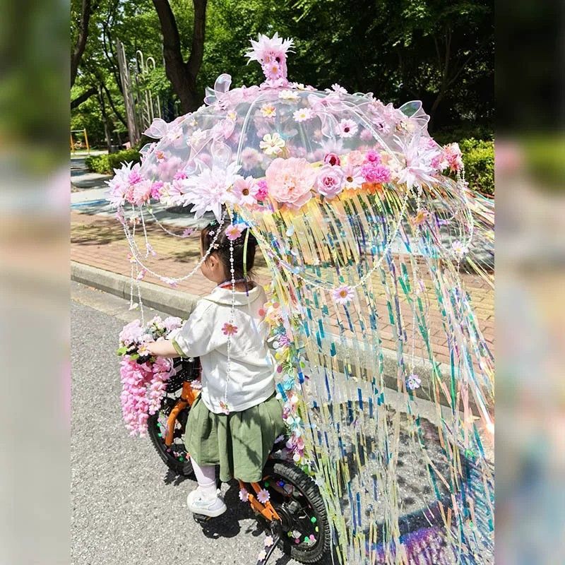 Kindergarten Children's Day Sports Day Opening Ceremony Float Parade Material Package Rain Curtain Float Decoration Flower Umbrella