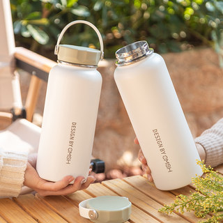Extra-Large Capacity Screw-Cap Thermos Cup for Women, High-Looking and Portable Outdoor Water Bottle, ins Style, Simple New Water Bottle