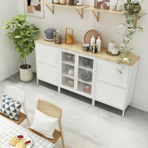 SINKOU wrought iron side cabinet modern simple breathable bowl cabinet Nordic kitchen storage tea cabinet home Bowl