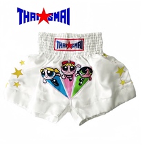 Thailand ThaiSmai Professional Sports Muay Thai Shorts Powerpuff Girls Adults and Children Cute White Boxing Pants