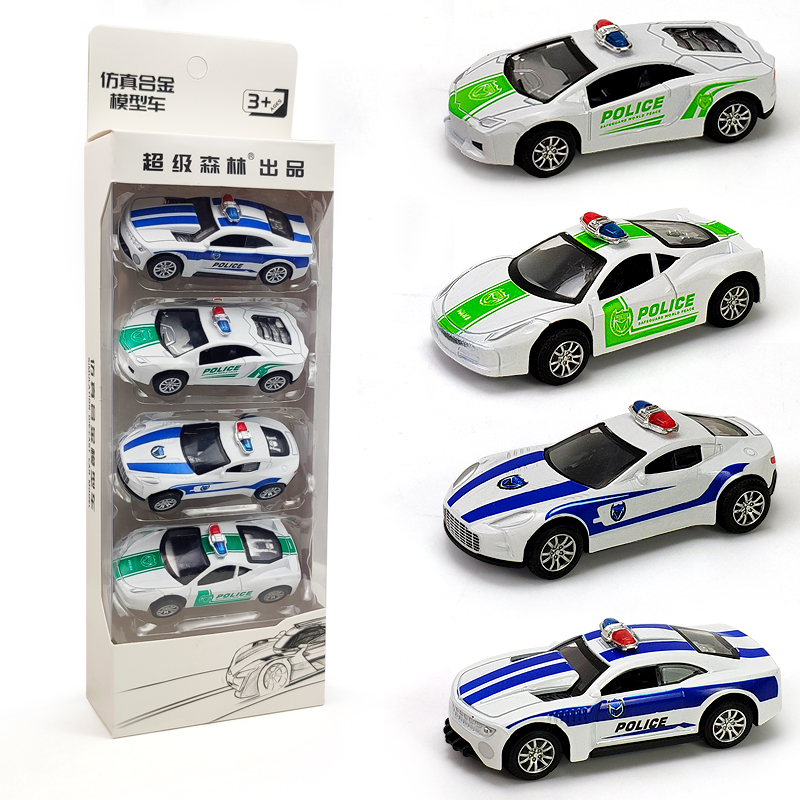Alloy car pull back police car children's toy car simulation car model boy pocket car 3-4-6 years old suit