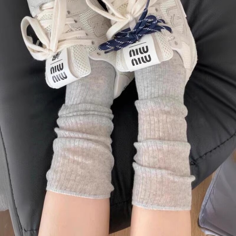 Blokette's Sporty Girly Style~ the Lazy and Hazy Feeling Fills the Screen! Miu-Style Pure Desire Style Vertical Striped Calf Socks